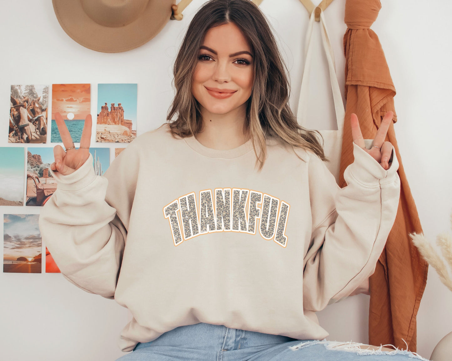 Leopard Thankful Sweatshirt, Thankful Hoodie, Womens Thanksgiving Sweater, Cute Thanksgiving Hoodie, Fall Clothing, Thankful Family Sweater