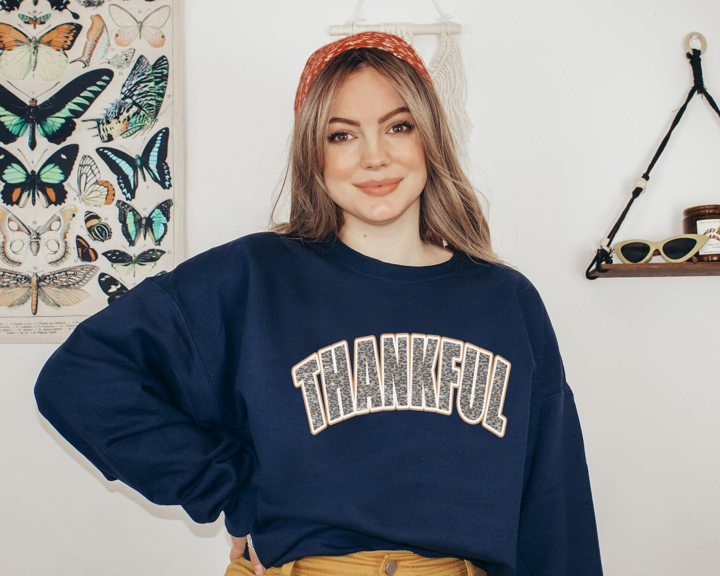 Leopard Thankful Sweatshirt, Thankful Hoodie, Womens Thanksgiving Sweater, Cute Thanksgiving Hoodie, Fall Clothing, Thankful Family Sweater