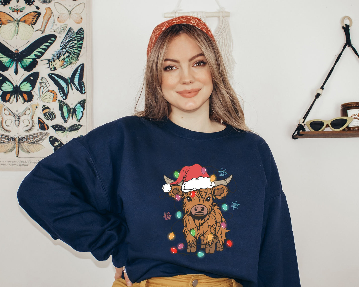 Christmas Cow Sweatshirt, Gift For Farmers, Western Lover Hoodie, Cowboy Sweater, Cute Cowgirl Hoodie, Highland Cow Hoodie, Heifer Sweater
