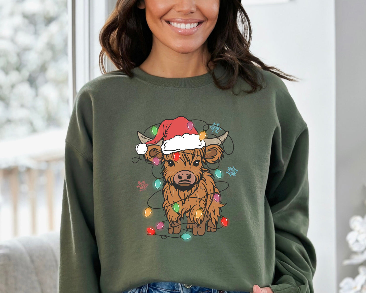 Christmas Cow Sweatshirt, Gift For Farmers, Western Lover Hoodie, Cowboy Sweater, Cute Cowgirl Hoodie, Highland Cow Hoodie, Heifer Sweater