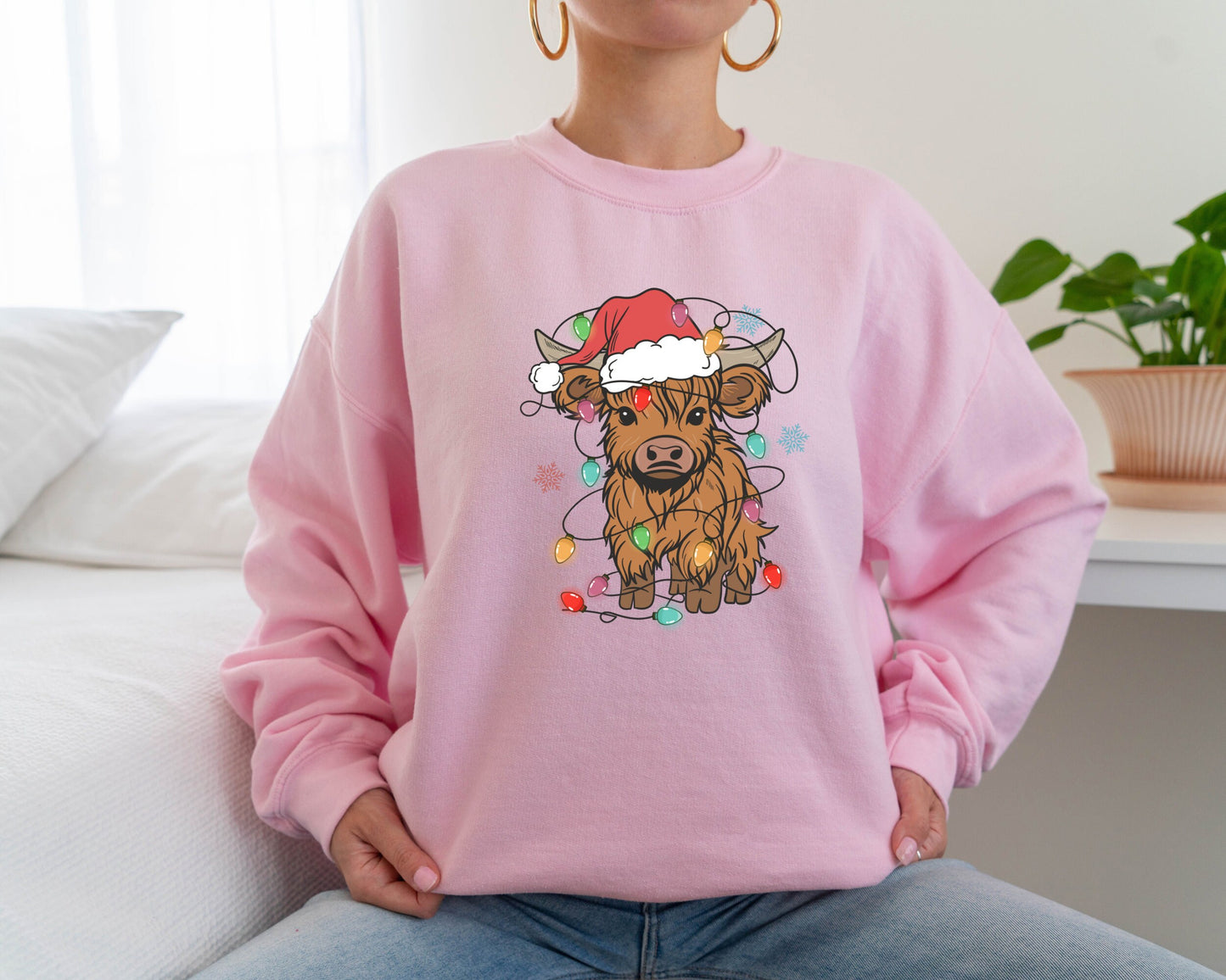 Christmas Cow Sweatshirt, Gift For Farmers, Western Lover Hoodie, Cowboy Sweater, Cute Cowgirl Hoodie, Highland Cow Hoodie, Heifer Sweater