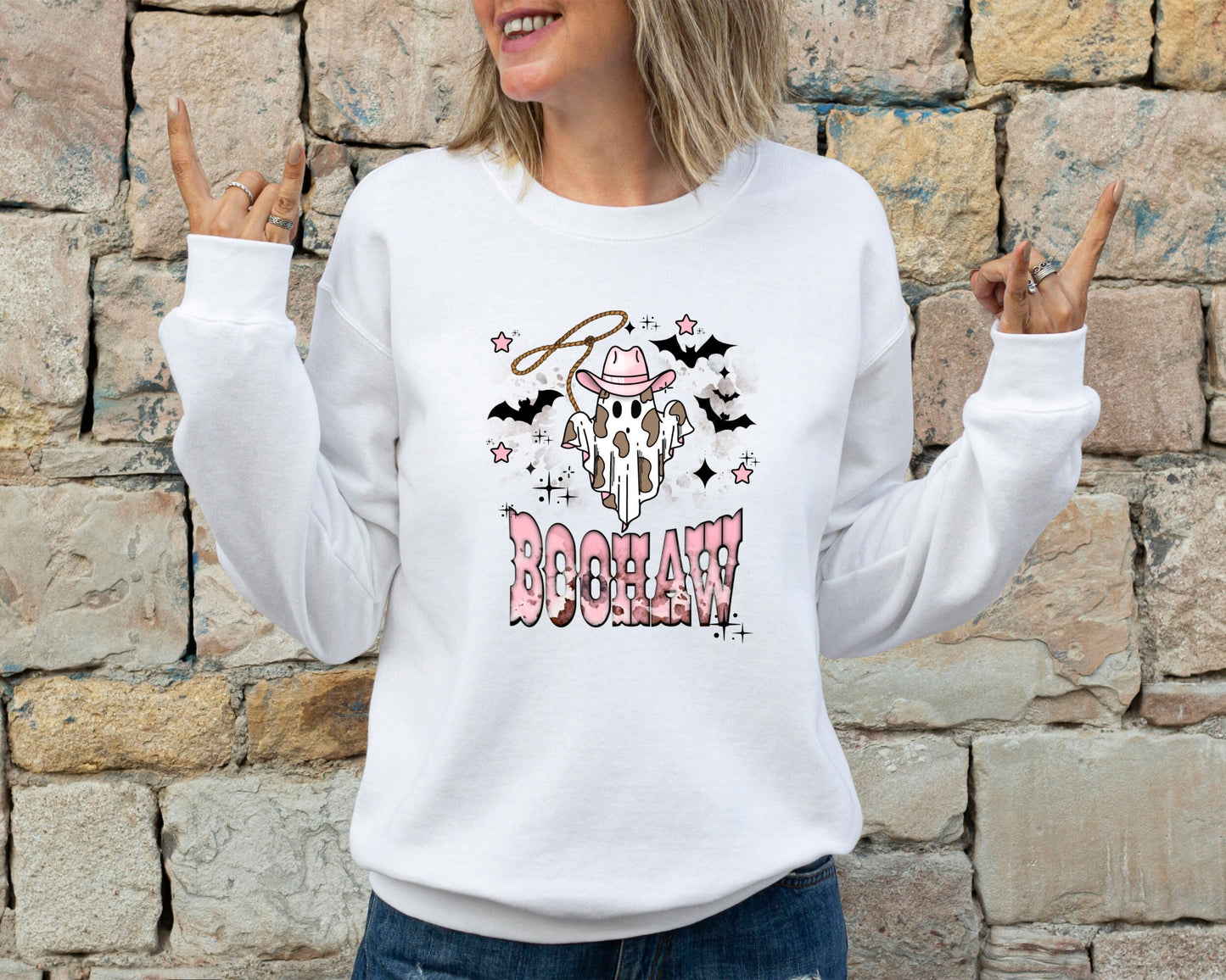 Boo Haw Sweatshirt, Halloween Hoodie, Halloween Sweater, Halloween Vintage Sweatshirt ,Halloween Retro Sweatshirt, Cowboy Halloween Hoodie