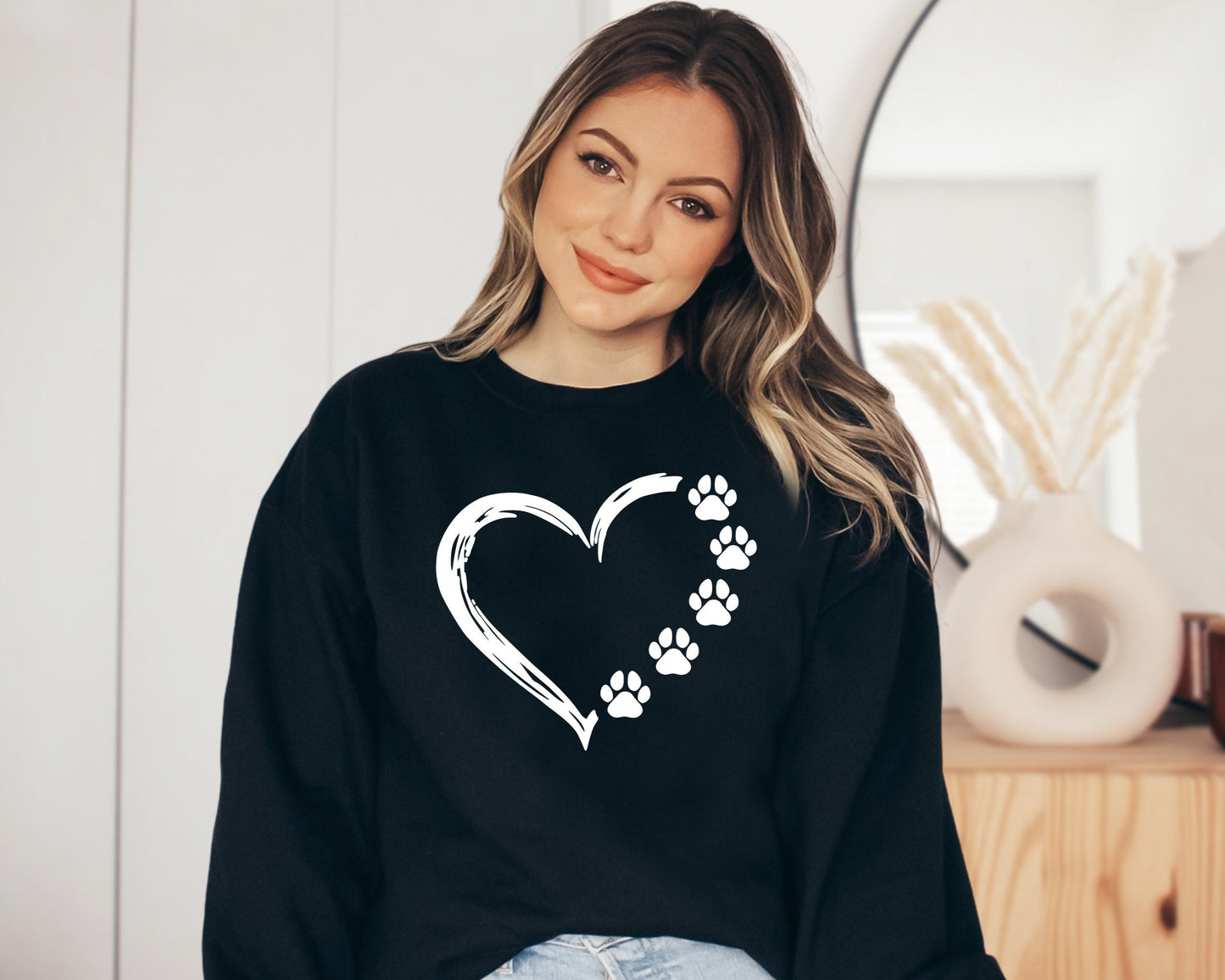 Paw Heart Sweatshirt, Dog Lover Crewneck, Dog Hoodie, Dog Cat Mom Sweater, Graphic Sweatshirt, Gift For Best Friends, Daily Sweater