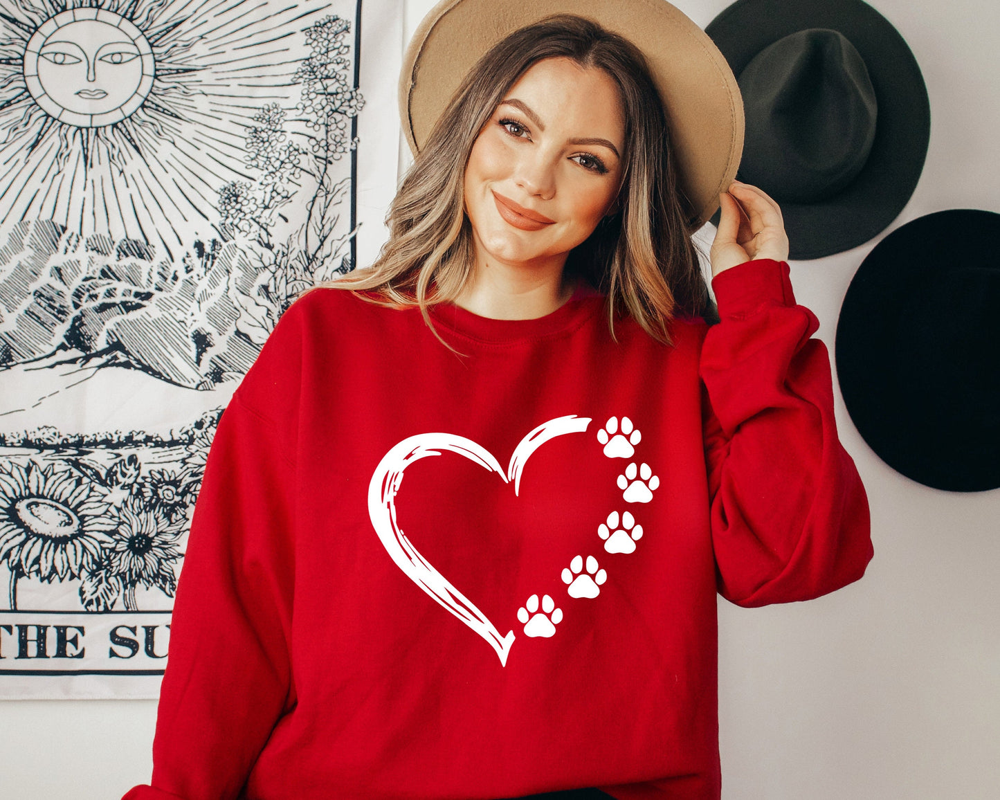 Paw Heart Sweatshirt, Dog Lover Crewneck, Dog Hoodie, Dog Cat Mom Sweater, Graphic Sweatshirt, Gift For Best Friends, Daily Sweater