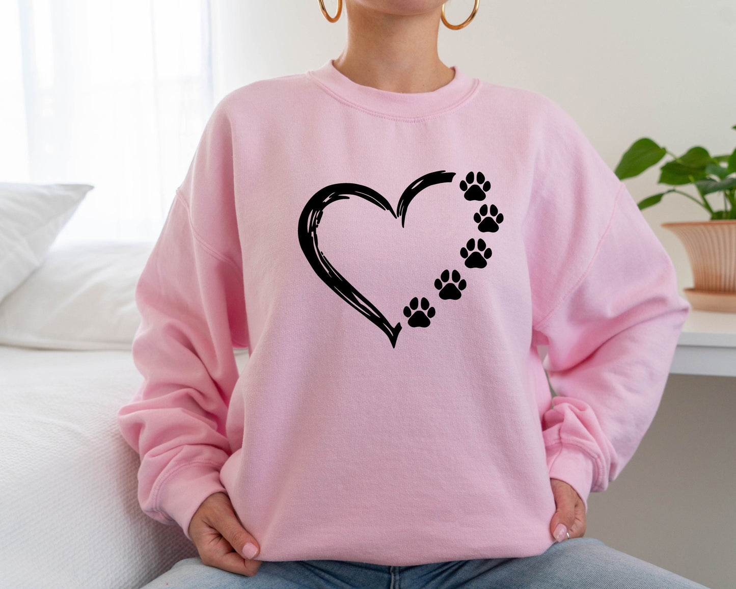 Paw Heart Sweatshirt, Dog Lover Crewneck, Dog Hoodie, Dog Cat Mom Sweater, Graphic Sweatshirt, Gift For Best Friends, Daily Sweater
