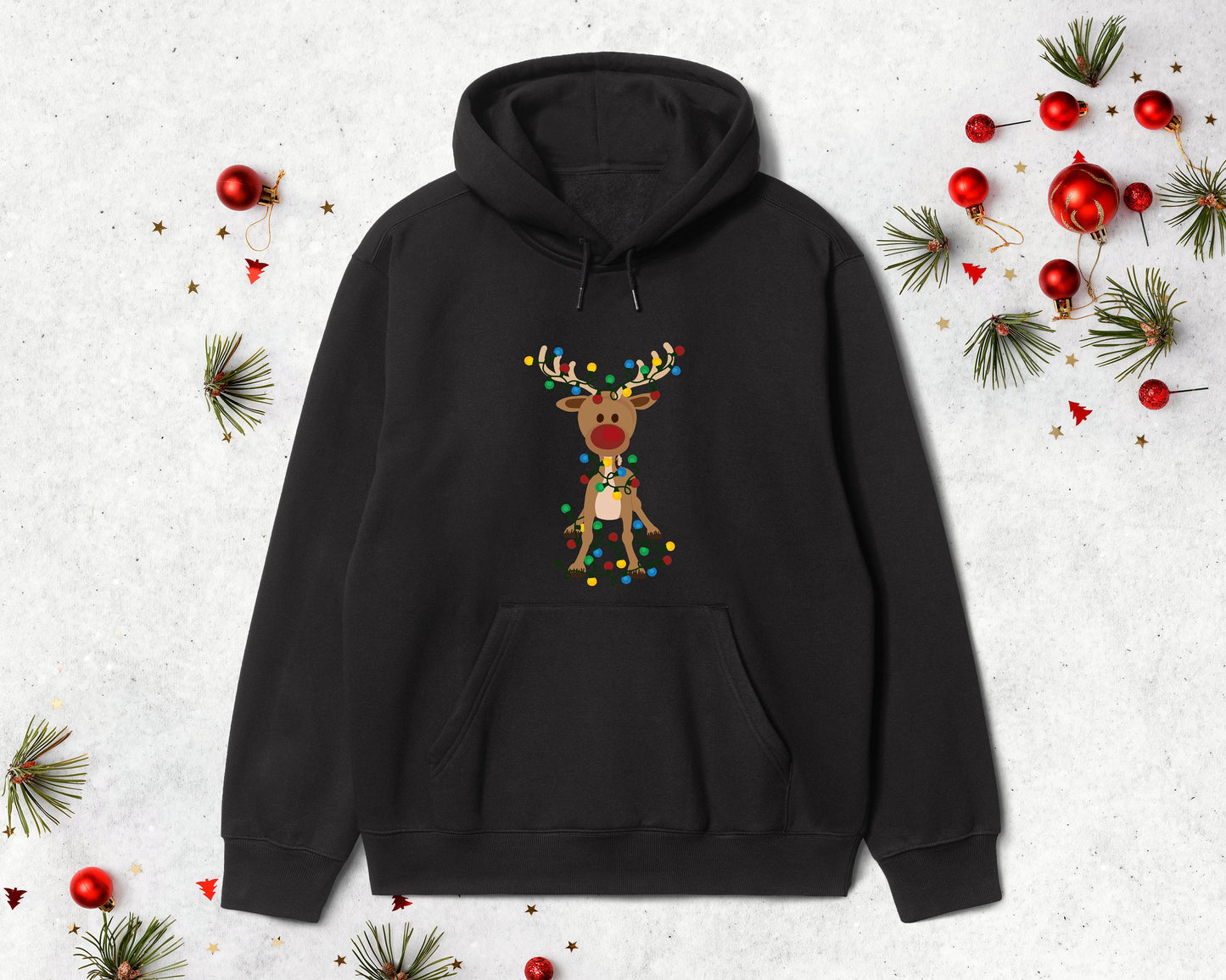 Reindeer Christmas Long Sleeve, Christmas Lights Sweatshirt, Christmas Family Sweatshirt, Merry Christmas Deer Sweater, Xmas Antler Sweater