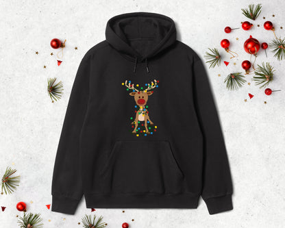 Reindeer Christmas Long Sleeve, Christmas Lights Sweatshirt, Christmas Family Sweatshirt, Merry Christmas Deer Sweater, Xmas Antler Sweater