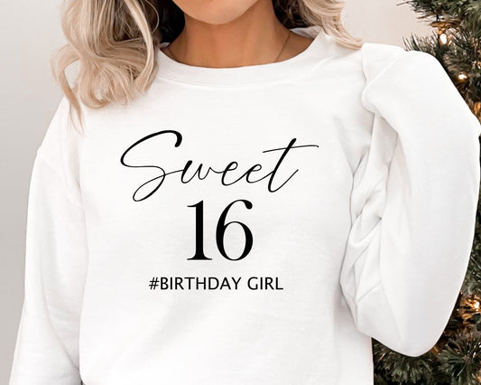 Sweet 16 Sweatshirt, 16th Birthday Sweater, Birthday Shirt, 16th Birthday Gift, Sweet Sixteen Hoodie, Birthday Party Gift,16th Birthday Gift