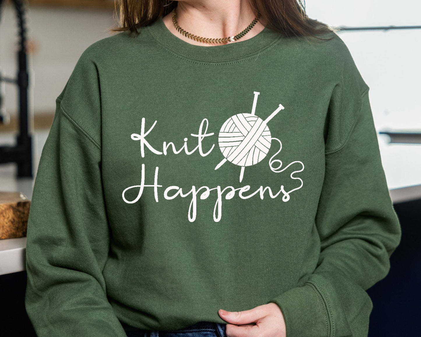Knit Happens Sweater,Funny Sweatshirt,Grandma Knitting Sweatshirt, Gift For Grandma, Knitting Lover, Knitting Gift,Gifts for Moms Sweater