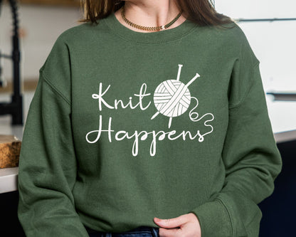 Knit Happens Sweater,Funny Sweatshirt,Grandma Knitting Sweatshirt, Gift For Grandma, Knitting Lover, Knitting Gift,Gifts for Moms Sweater