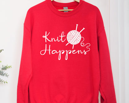 Knit Happens Sweater,Funny Sweatshirt,Grandma Knitting Sweatshirt, Gift For Grandma, Knitting Lover, Knitting Gift,Gifts for Moms Sweater
