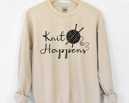 Knit Happens Sweater,Funny Sweatshirt,Grandma Knitting Sweatshirt, Gift For Grandma, Knitting Lover, Knitting Gift,Gifts for Moms Sweater