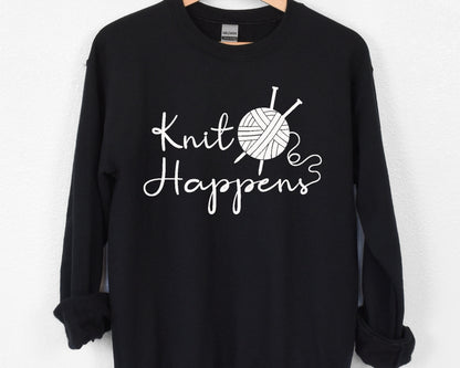 Knit Happens Sweater,Funny Sweatshirt,Grandma Knitting Sweatshirt, Gift For Grandma, Knitting Lover, Knitting Gift,Gifts for Moms Sweater