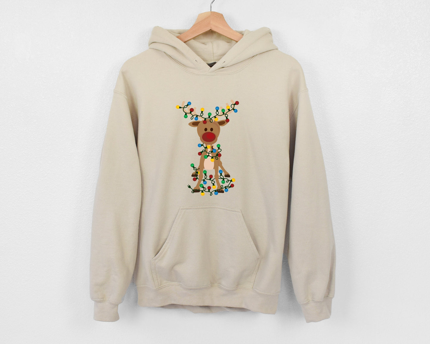Reindeer Christmas Long Sleeve, Christmas Lights Sweatshirt, Christmas Family Sweatshirt, Merry Christmas Deer Sweater, Xmas Antler Sweater