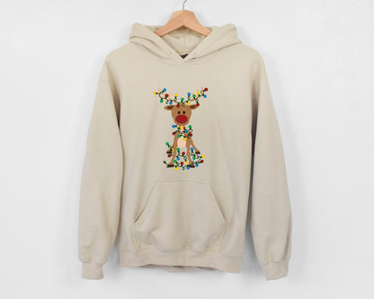 Reindeer Christmas Long Sleeve, Christmas Lights Sweatshirt, Christmas Family Sweatshirt, Merry Christmas Deer Sweater, Xmas Antler Sweater