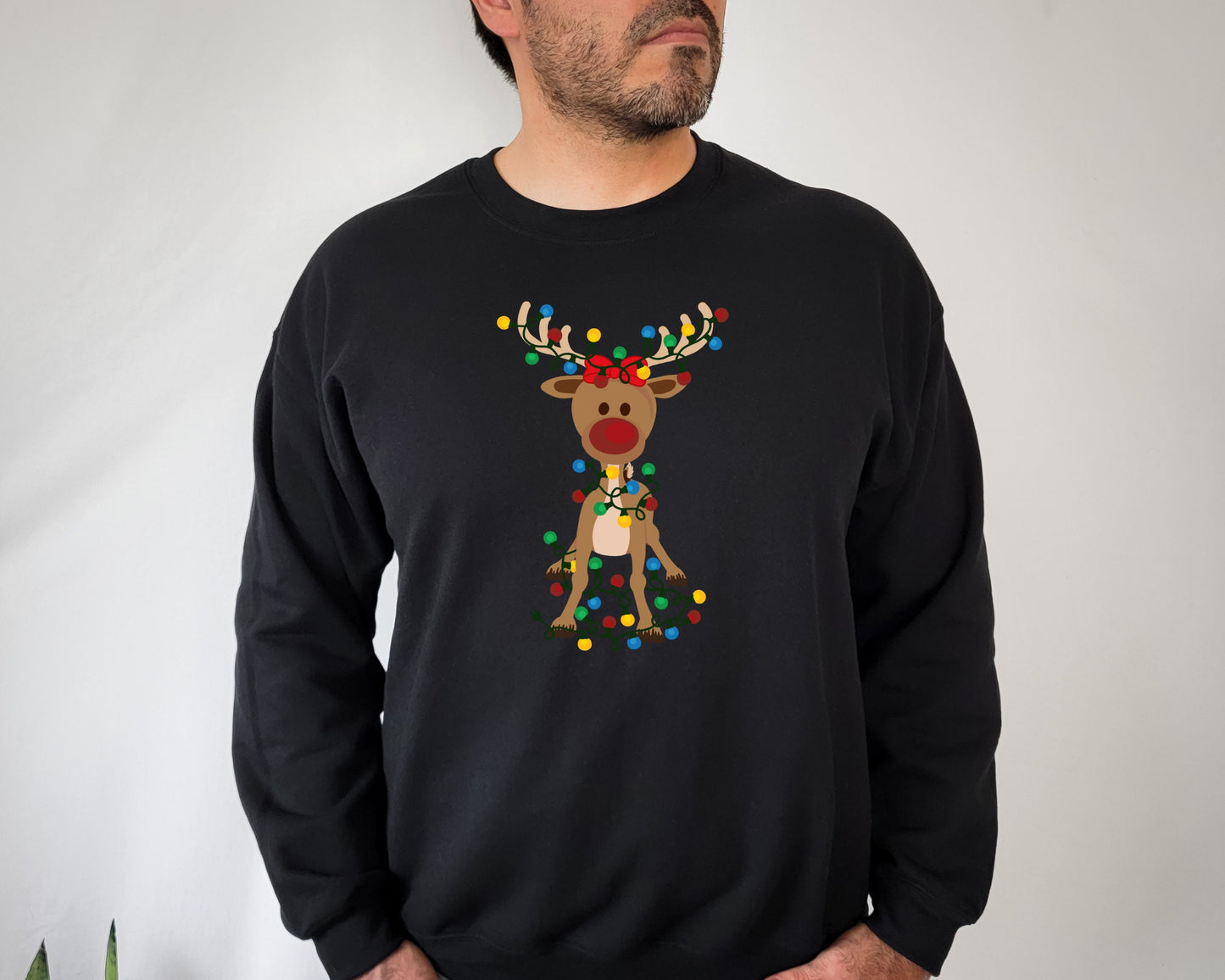 Reindeer Christmas Sweatshirt, Christmas Family Sweatshirt, Christmas Lights Sweatshirt, Merry Christmas Hoodie, Christmas Antler Shirt