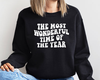 Christmas Sweatshirt, The Most Wonderful Time Of The Year, Holiday Sweaters For Women,Christmas Retro Holiday Crewneck Matching Sweatshirt