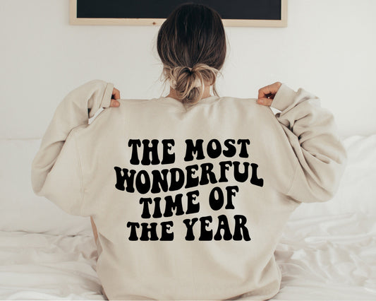 Christmas Sweatshirt, The Most Wonderful Time Of The Year, Holiday Sweaters For Women,Christmas Retro Holiday Crewneck Matching Sweatshirt