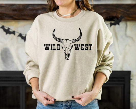 Wild West Sweatshirt, Western Sweatshirt, Cow Skull Sweatshirt, Rodeo Hoodie, Cowgirl Shirt, Country Shirt, Southwest Shirt,Texas Sweatshirt