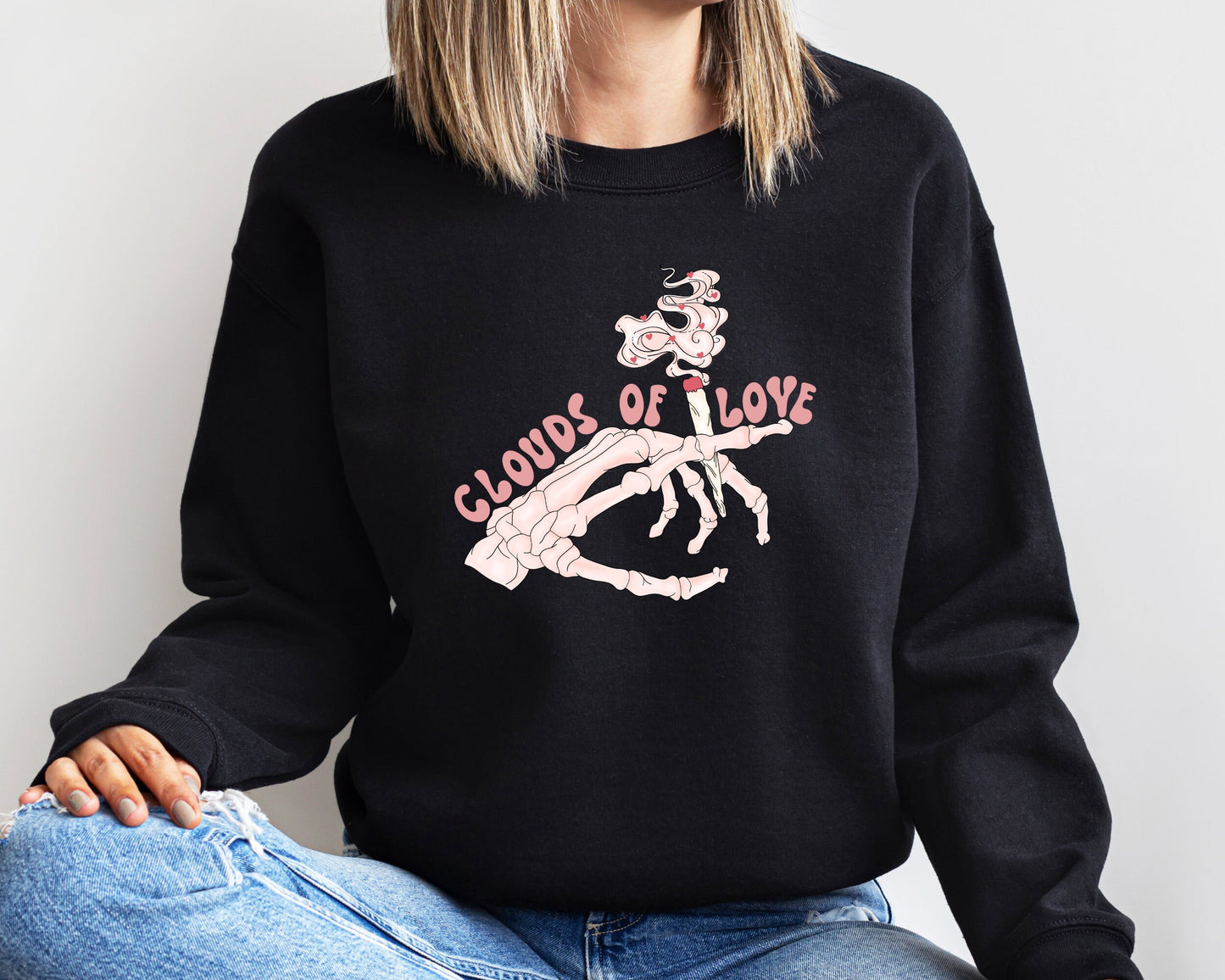 Clouds Of Love Sweatshirt, Skeleton Hands Valentine Sweatshirt, Valentines Day Sweatshirt, Be Mine Hoodie, Lovely Valentines Day Sweatshirt