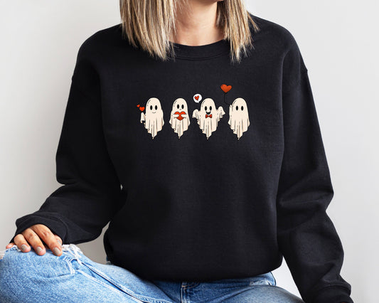 Valentine Sweatshirt, Valentines Day Sweatshirt, Valentines Ghost Hoodie, Cute Ghost Sweater,Valentines Gift Shirt,Spooky Valentine Crewneck