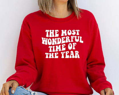 Christmas Sweatshirt, The Most Wonderful Time Of The Year, Holiday Sweaters For Women,Christmas Retro Holiday Crewneck Matching Sweatshirt
