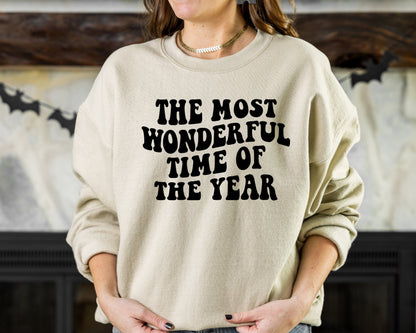 Christmas Sweatshirt, The Most Wonderful Time Of The Year, Holiday Sweaters For Women,Christmas Retro Holiday Crewneck Matching Sweatshirt