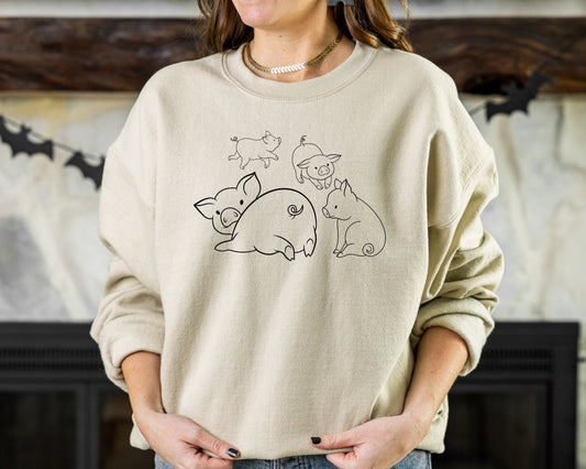 Cute Pigs Sweatshirt, Pig Lover Sweatshirt, Gift for Pig Owner, Pet Lover Sweatshirt, Pig Print Sweatshirt, Funny Pig Sweatshirt,Pigs Hoodie