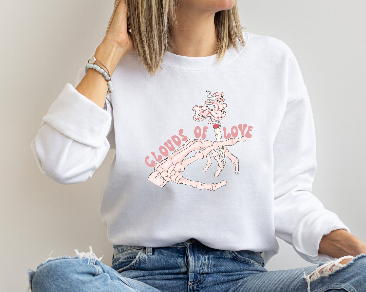 Clouds Of Love Sweatshirt, Skeleton Hands Valentine Sweatshirt, Valentines Day Sweatshirt, Be Mine Hoodie, Lovely Valentines Day Sweatshirt
