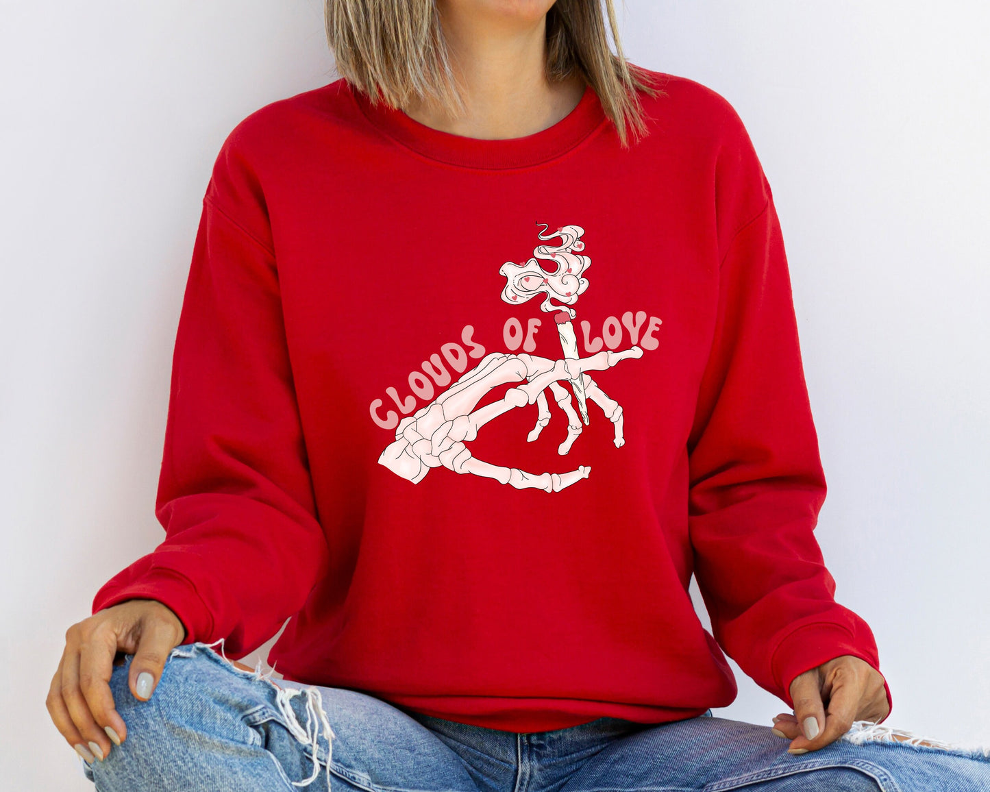 Clouds Of Love Sweatshirt, Skeleton Hands Valentine Sweatshirt, Valentines Day Sweatshirt, Be Mine Hoodie, Lovely Valentines Day Sweatshirt