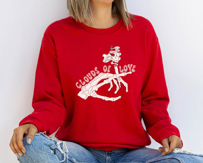 Clouds Of Love Sweatshirt, Skeleton Hands Valentine Sweatshirt, Valentines Day Sweatshirt, Be Mine Hoodie, Lovely Valentines Day Sweatshirt