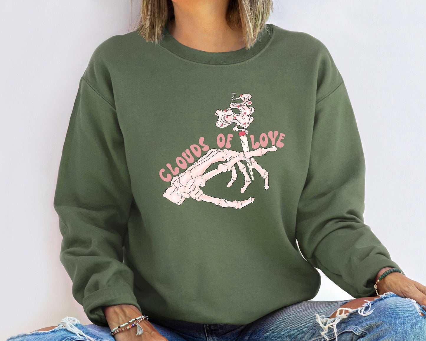 Clouds Of Love Sweatshirt, Skeleton Hands Valentine Sweatshirt, Valentines Day Sweatshirt, Be Mine Hoodie, Lovely Valentines Day Sweatshirt