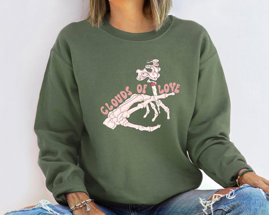 Clouds Of Love Sweatshirt, Skeleton Hands Valentine Sweatshirt, Valentines Day Sweatshirt, Be Mine Hoodie, Lovely Valentines Day Sweatshirt