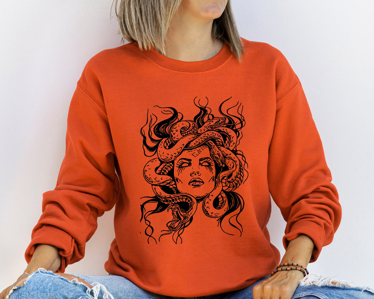 Medusa Snake Face Sweatshirt, Goddess Medusa Sweatshirt, Greek Mythology Sweatshirt, Snakes Head Witch Sweater, Witchy Woman Hoodie