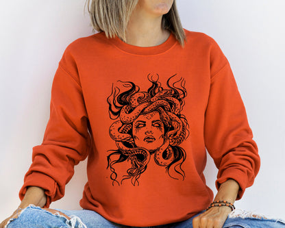 Medusa Snake Face Sweatshirt, Goddess Medusa Sweatshirt, Greek Mythology Sweatshirt, Snakes Head Witch Sweater, Witchy Woman Hoodie