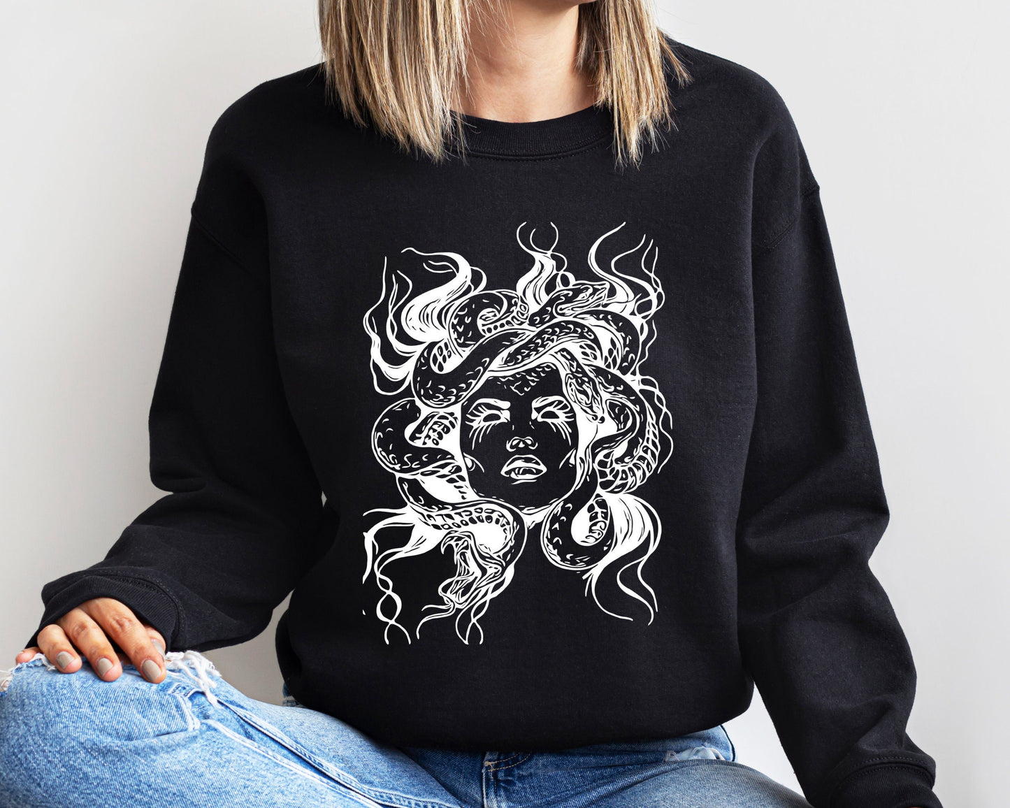 Medusa Snake Face Sweatshirt, Goddess Medusa Sweatshirt, Greek Mythology Sweatshirt, Snakes Head Witch Sweater, Witchy Woman Hoodie