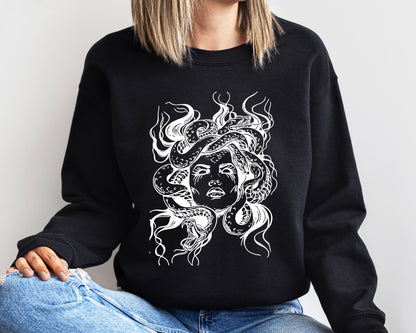 Medusa Snake Face Sweatshirt, Goddess Medusa Sweatshirt, Greek Mythology Sweatshirt, Snakes Head Witch Sweater, Witchy Woman Hoodie