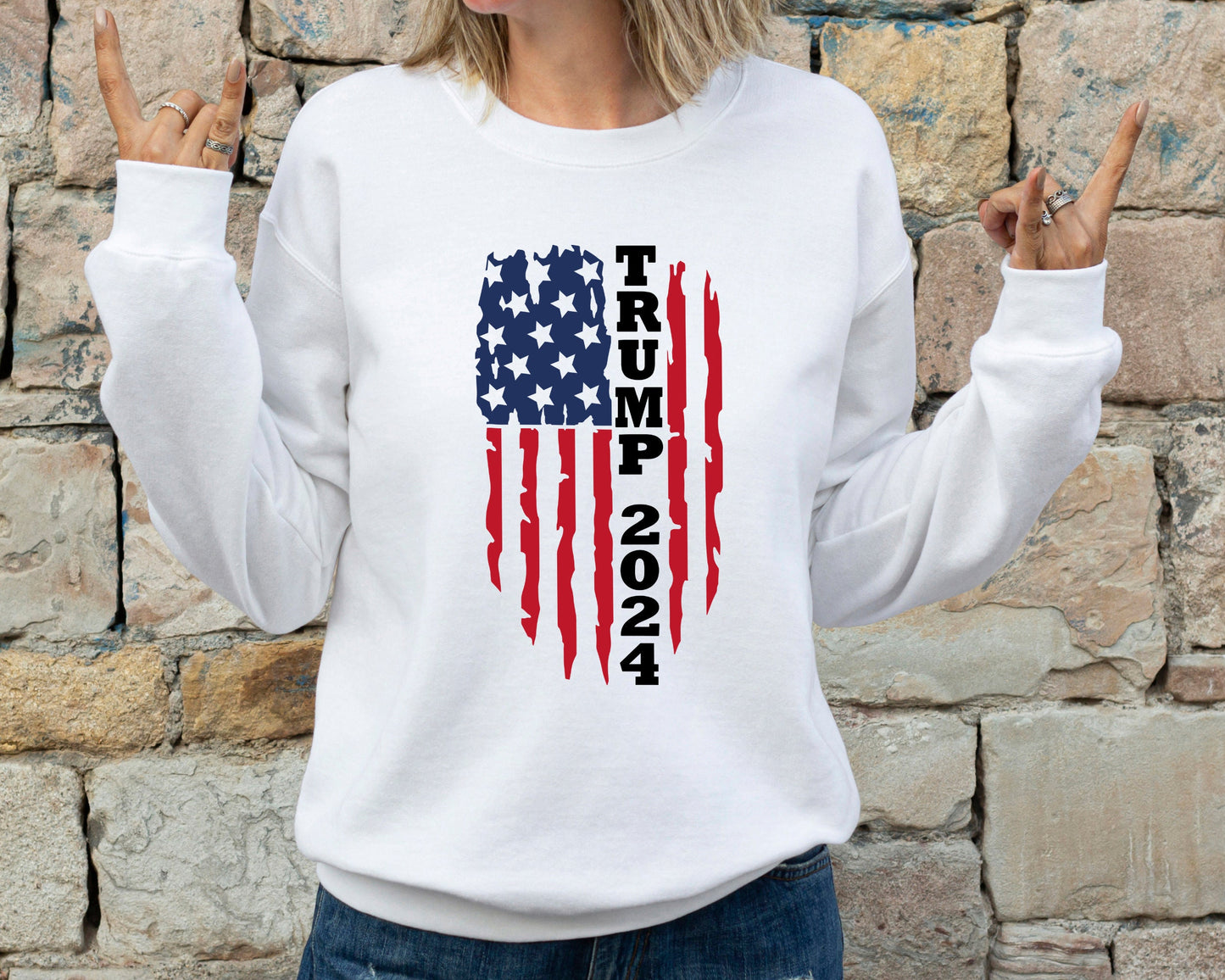 Trump 2024, Pro Trump Sweatshirt, US Flag Sweatshirt, Pro America Sweatshirt, Republican Gifts, Patriotic Gifts, 4th Of July Sweatshirt