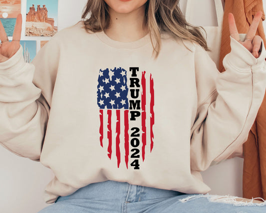 Trump 2024, Pro Trump Sweatshirt, US Flag Sweatshirt, Pro America Sweatshirt, Republican Gifts, Patriotic Gifts, 4th Of July Sweatshirt