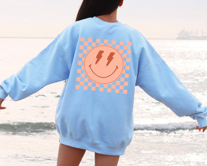 Smiley Face Sweatshirt Preppy Sweatshirt Preppy Clothes VSCO Sweatshirt Y2K Sweatshirt Lightning Bolt Sweatshirt Smiley Sweatshirt Smiley