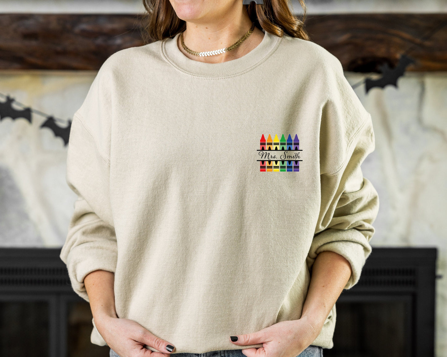Personalized Name Teacher Tee, Back to School Sweatshirt, Customized Teacher Sweatshirt, Kindergarten Teaching Hoodie,Crayon Teacher Sweater