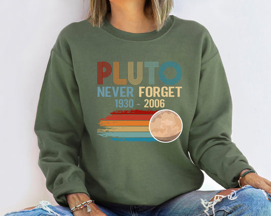 Pluto Never Forget 1936-2006 Planet Sweatshirt, Astronomy Lover Sweatshirt, Trendy Science Hoodie, Aesthetic Universe Shirts, Space T-Shirt