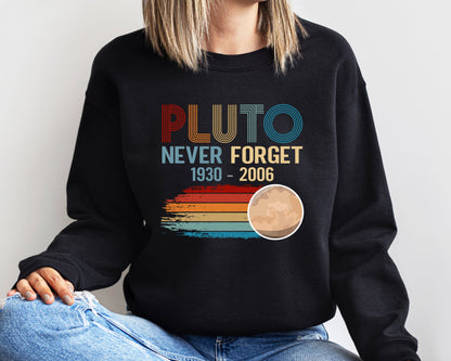Pluto Never Forget 1936-2006 Planet Sweatshirt, Astronomy Lover Sweatshirt, Trendy Science Hoodie, Aesthetic Universe Shirts, Space T-Shirt