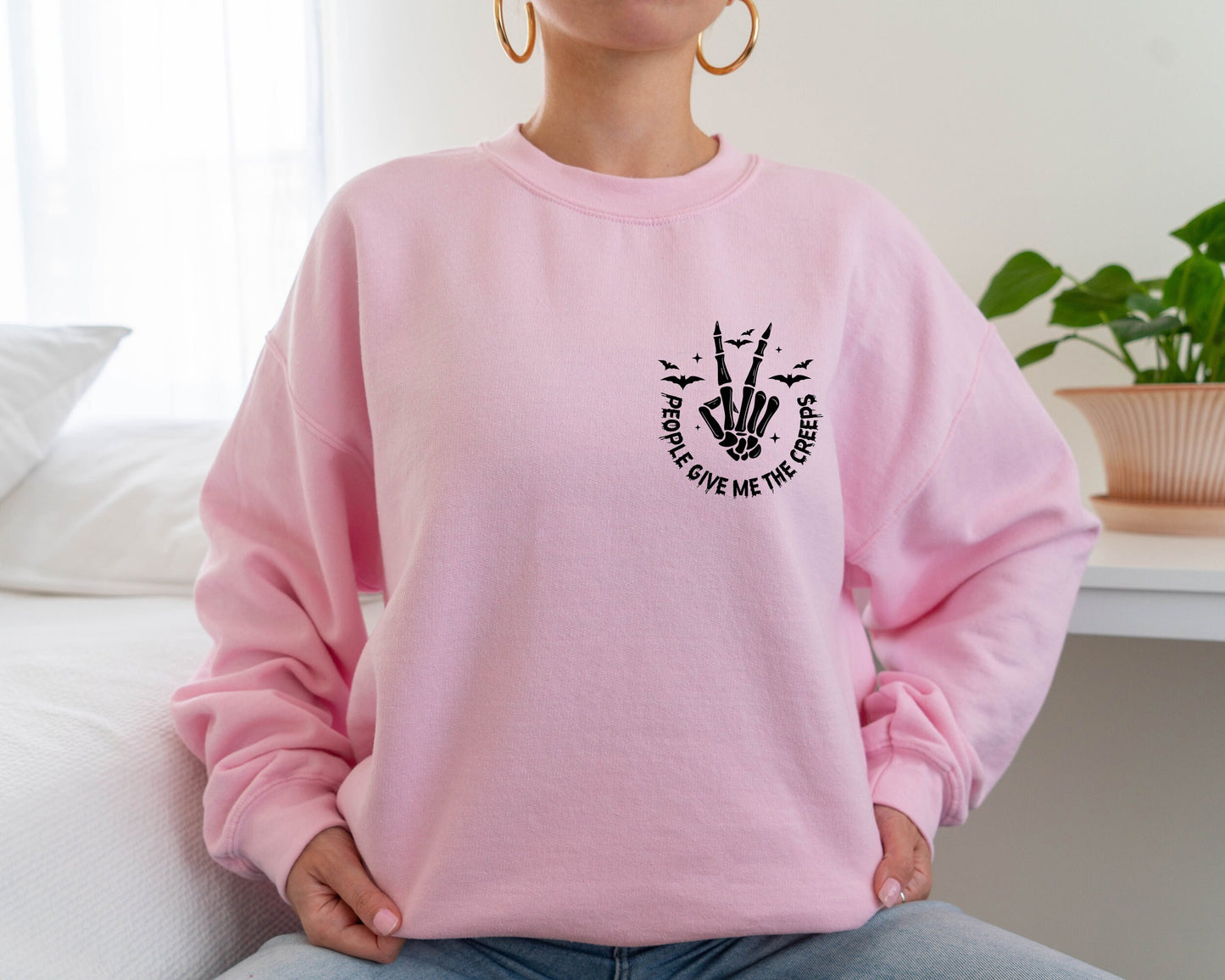 People Give Me The Creeps Sweatshirt, Horror Sweatshirt, Halloween Hoodie, Skeleton Hand Sweater, Spooky Season, Witch Vibes Sweatshirt