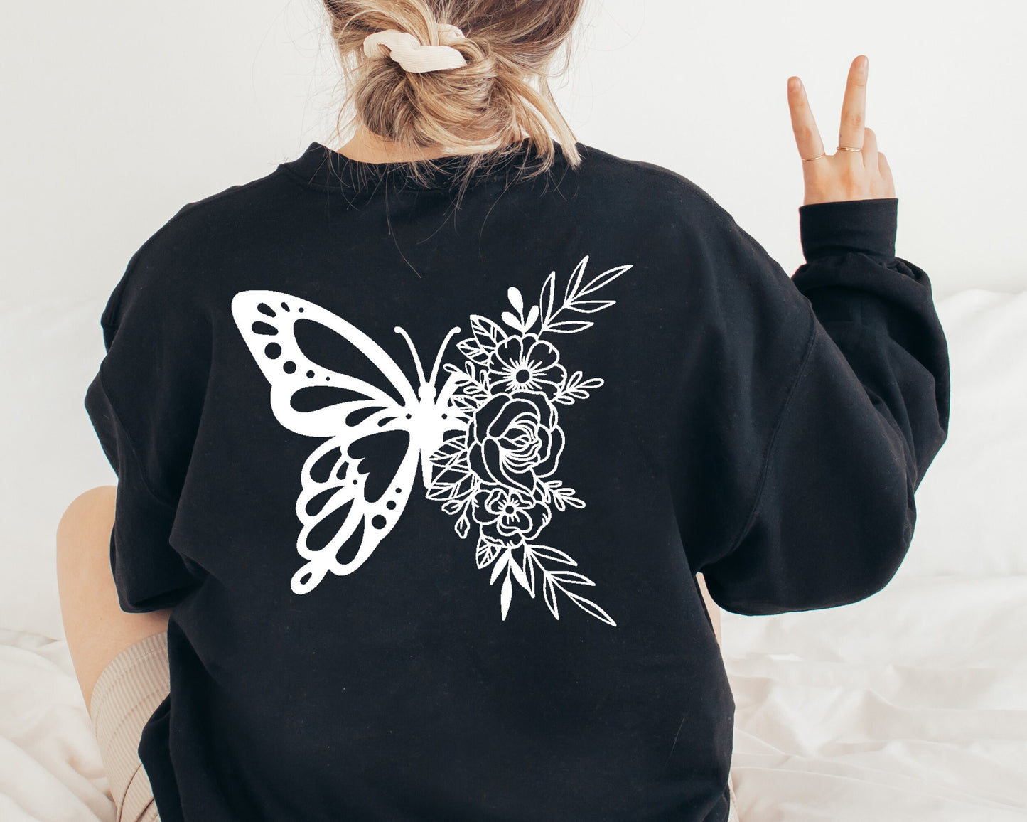 Floral Butterfly Sweatshirt, Butterfly Lover Sweater, Animal Sweatshirt, Animal Lover Gift, Butterfly Graphic Sweatshirt, Butterfly Hoodie