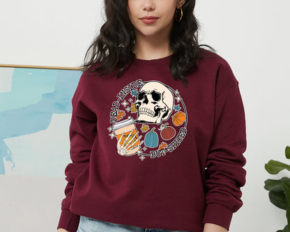 Dead Inside But Spiced Sweatshirt, Dead inside Halloween Hoodie, Womens Skeleton Halloween Sweater, Funny Halloween Hoodie, Pumpkin Sweater