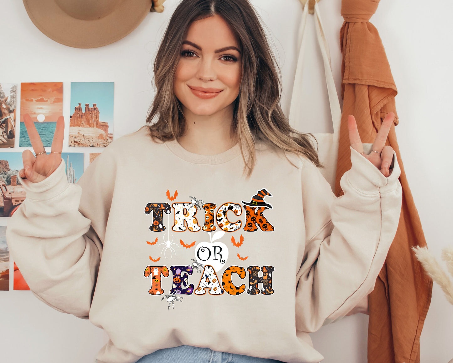 Trick Or Teach Sweatshirt, Halloween Teacher Hoodie, Funny Halloween Sweater, Halloween Teacher Sweatshirt, Kindergarten Teacher Shirt Gift