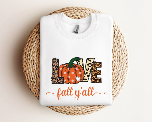 Love Fall Y'All Sweatshirt, Leopard Print Fall Sweater,Hello Pumpkin, Fall Vibes, Peace Love Thanksgiving Sweater,Family Thanksgiving Hoodie