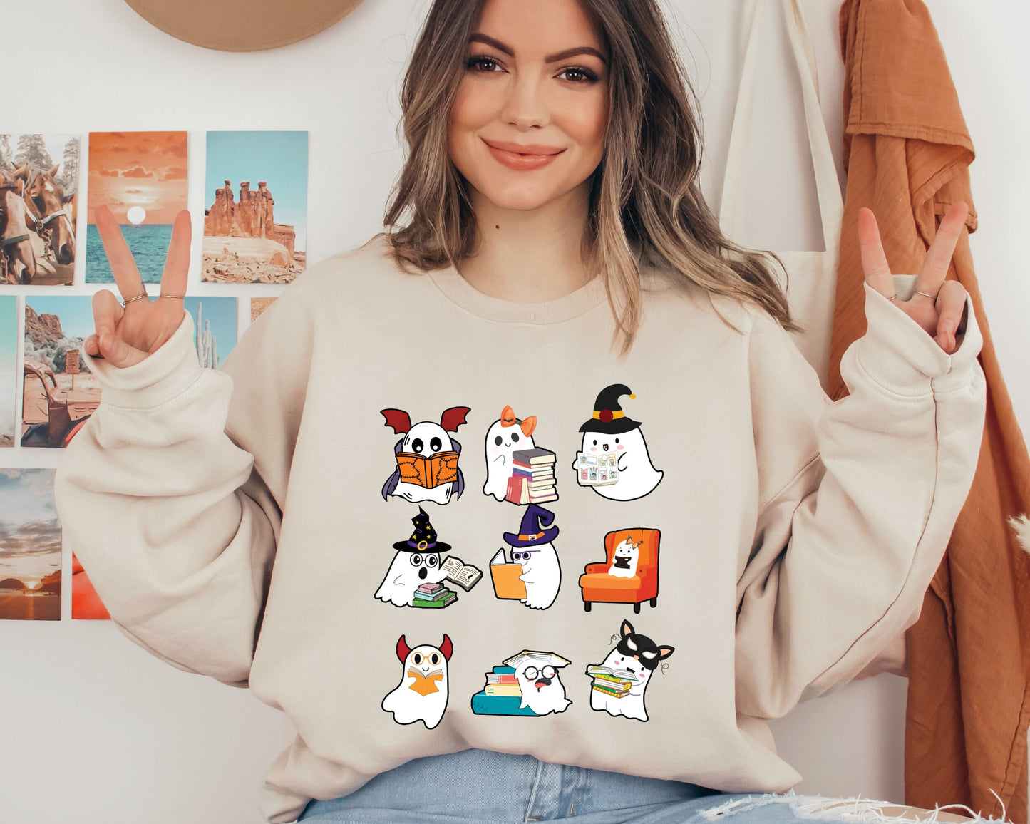 Ghost Reading Sweatshirt, Teacher Halloween Hoodie, Librarian Sweater, Book Lover Hoodie, Reading Sweatshirt, Halloween School Crewneck