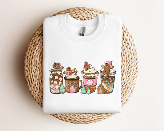 Gingerbread Christmas Coffee Sweatshirt, Christmas Coffee Sweater, Halloween Holiday Hoodie, Xmas Sweatshirt, Coffee Lover Gift Crewneck